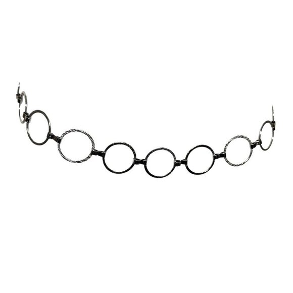 Vintage 90's silver colored open circle chain belt womens one size - Picture 2 of 6